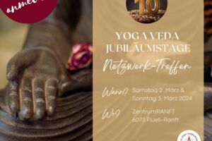 Werbeflyer für die Jubiläumstage Yoga Veda Luzern