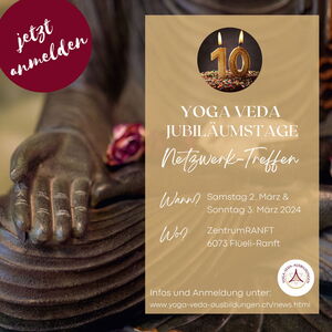 Werbeflyer für die Jubiläumstage Yoga Veda Luzern